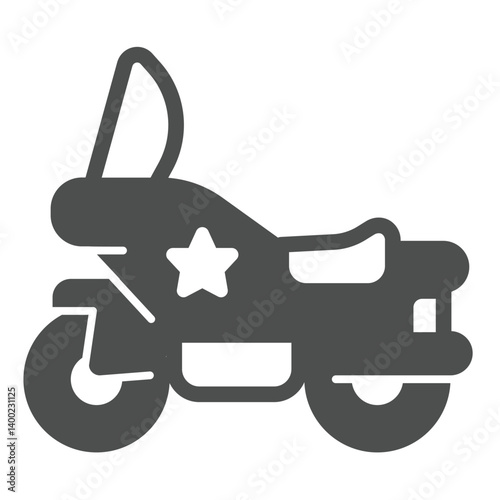 Policeman motorcycle solid icon, law enforcement concept. Vector graphics. Police patrol motorbike, transport sign on white background, glyph style icon for mobile or web design.