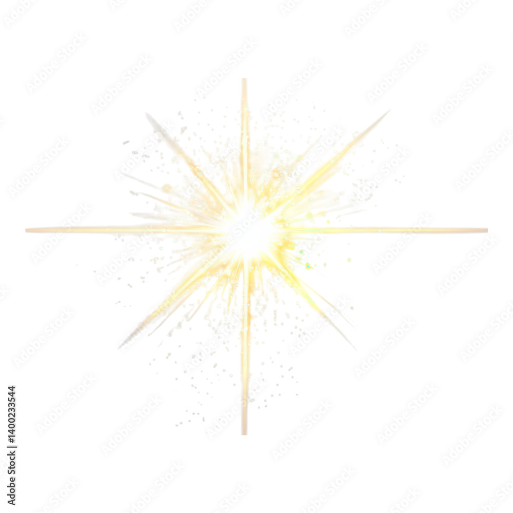 Obraz premium A bright starburst emanating light and sparkles, creating a dynamic and eye-catching visual effect.