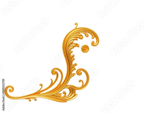 Obraz na płótnie Decorative Golden Wave with Intricate Detail on Transparent Background w salonie