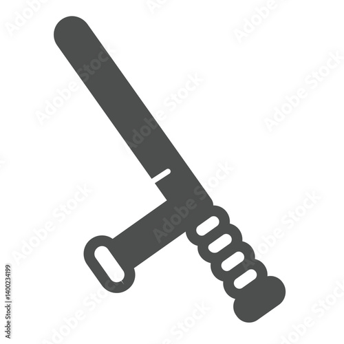 Policeman bat solid icon, law enforcement concept. Vector graphics. Police force baton, tool sign on white background, glyph style icon for mobile or web design.
