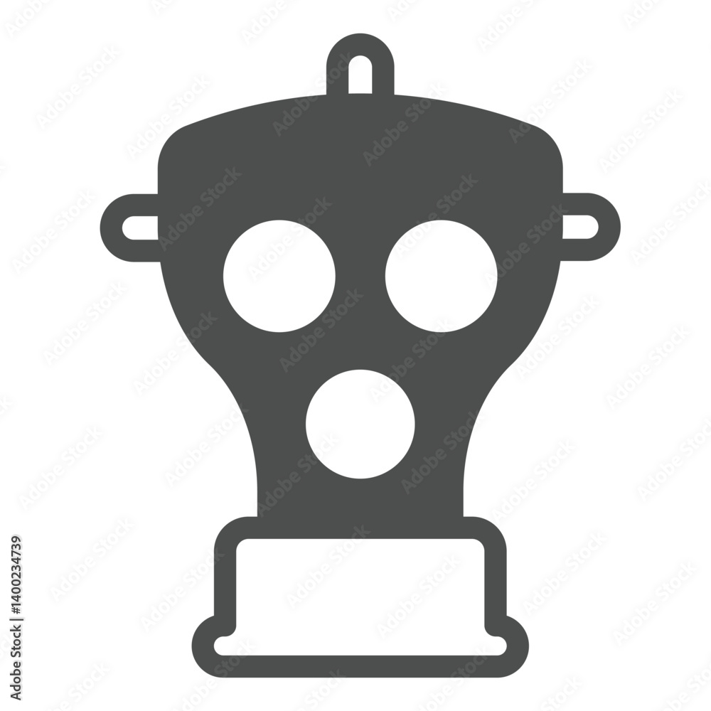Fototapeta premium Gas mask with filter solid icon, biohazard danger concept. Vector graphics. Respirator mask, headwear sign on white background, glyph style icon for mobile or web design.