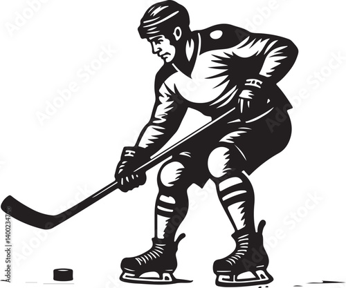 Canvas Print "American Ice Hockey Team Silhouette Emblem | Winged Sports Crest Design"