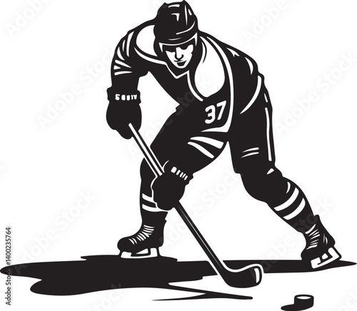 "American Ice Hockey Team Silhouette Emblem | Winged Sports Crest Design"