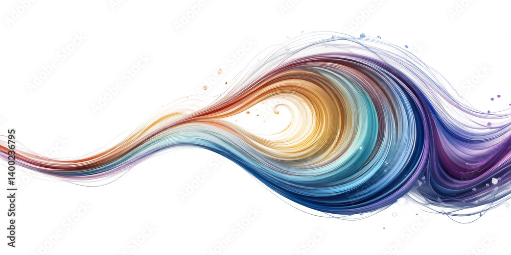 Elegant flowing rainbow wave design with vivid gradient arcs isolated on transparent background