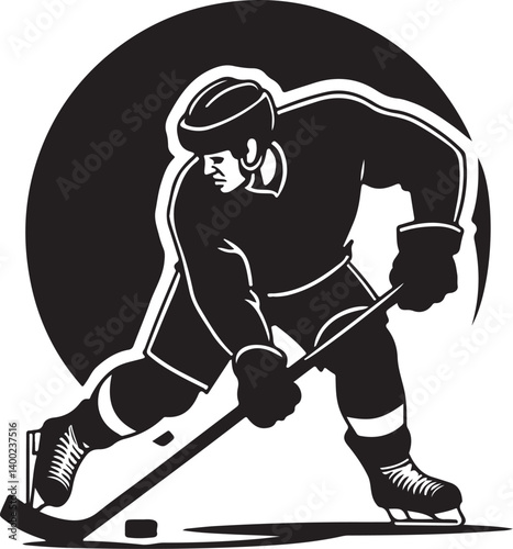 Canvas Print "American Ice Hockey Team Silhouette Emblem | Winged Sports Crest Design"