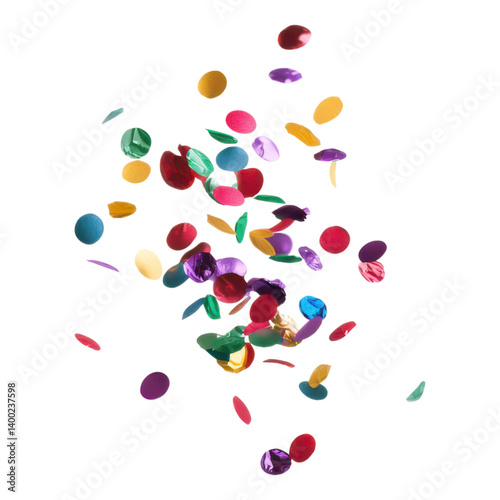 A vibrant assortment of colorful confetti scattered randomly, showcasing various shapes and textures in a lively display.