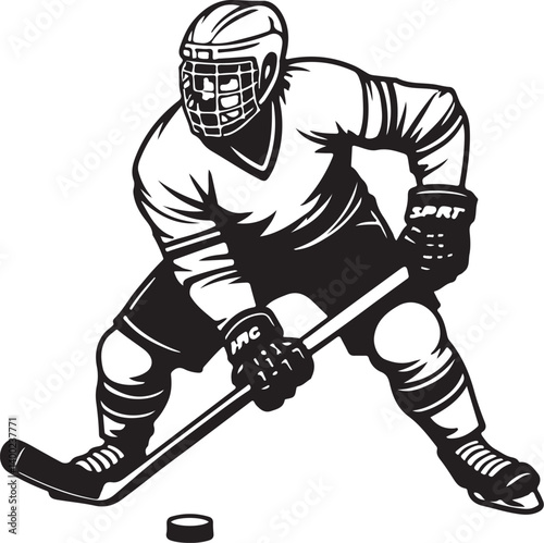 Canvas Print "American Ice Hockey Team Silhouette Emblem | Winged Sports Crest Design"