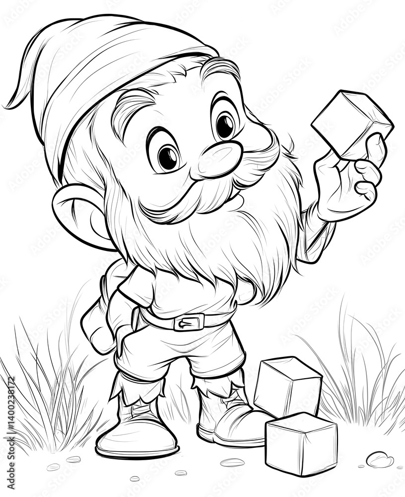 Obraz premium Coloring book for kids and adults, gnome.