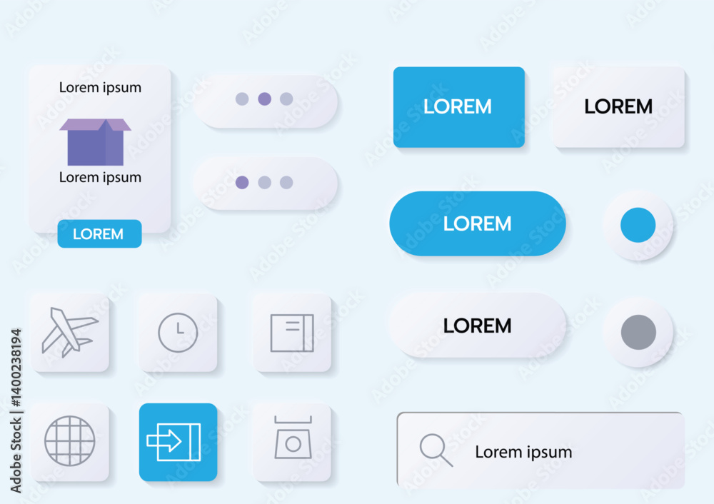 3D Neumorphic Soft UI Design. 3D Bottons. 3D Neumorphic Soft UI Design. 3D Bottons.