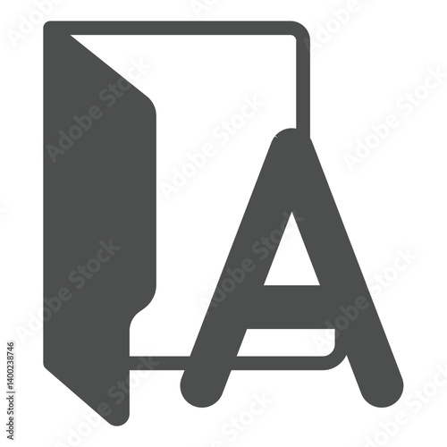 Font files folder solid icon, windows pack concept. Vector graphics. Folder with alphabet first letter, font sign on white background, glyph style icon for mobile or web design.