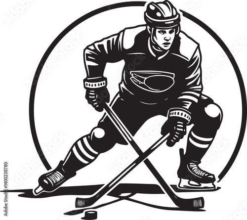 Photography "American Ice Hockey Team Silhouette Emblem | Winged Sports Crest Design"
