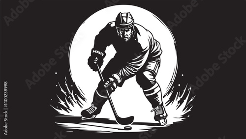 Canvas Print "American Ice Hockey Team Silhouette Emblem | Winged Sports Crest Design"