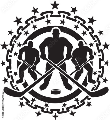 Photography "American Ice Hockey Team Silhouette Emblem | Winged Sports Crest Design"