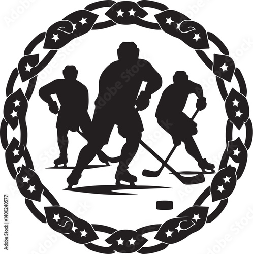 "American Ice Hockey Team Silhouette Emblem | Winged Sports Crest Design"