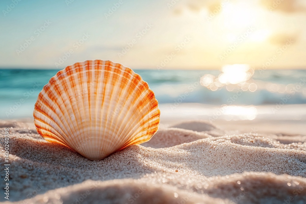 A prominent seashell on the shore A prominent seashell on the shore