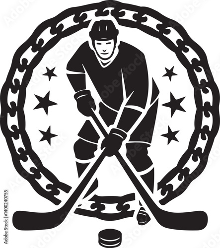 Photography "American Ice Hockey Team Silhouette Emblem | Winged Sports Crest Design"