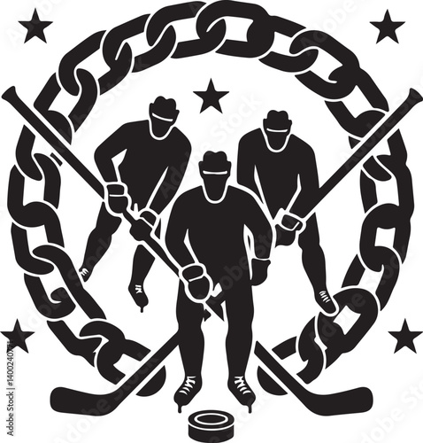 Canvas Print "American Ice Hockey Team Silhouette Emblem | Winged Sports Crest Design"
