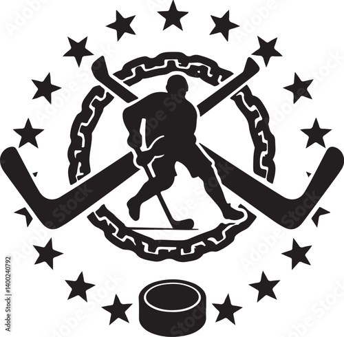 Canvas Print "American Ice Hockey Team Silhouette Emblem | Winged Sports Crest Design"