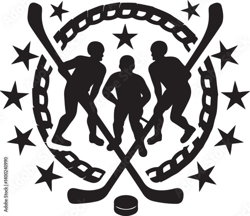 Photography "American Ice Hockey Team Silhouette Emblem | Winged Sports Crest Design"