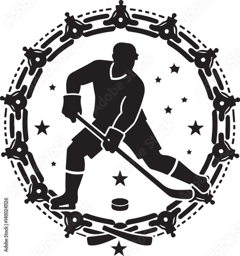 Canvas Print American Ice Hockey Team Silhouette Emblem | Winged Sports Crest Design