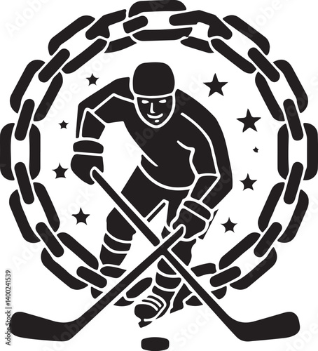 Photography American Ice Hockey Team Silhouette Emblem | Winged Sports Crest Design