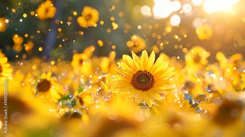 Radiant sunflowers in a summer field