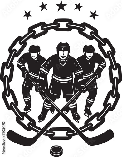 Photography American Ice Hockey Team Silhouette Emblem | Winged Sports Crest Design