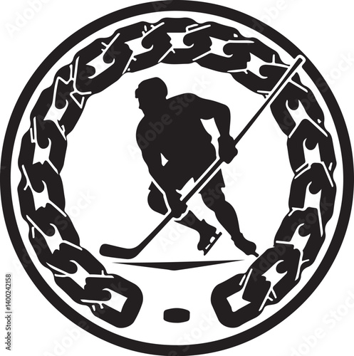 Canvas Print American Ice Hockey Team Silhouette Emblem | Winged Sports Crest Design