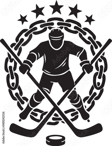 Canvas Print American Ice Hockey Team Silhouette Emblem | Winged Sports Crest Design
