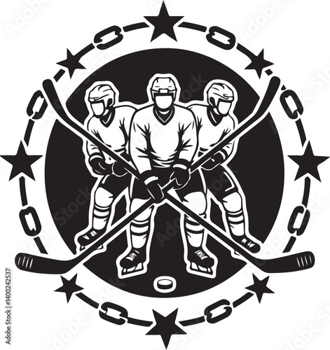 Canvas Print American Ice Hockey Team Silhouette Emblem | Winged Sports Crest Design