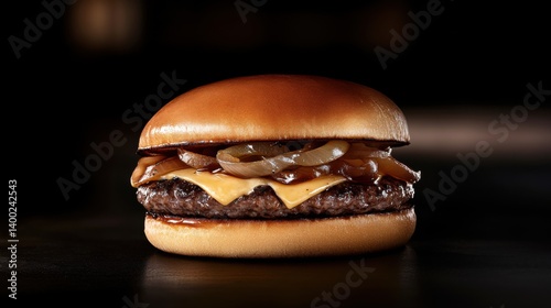 Obraz na płótnie a realistic studio shot of a gourmet burger, with a wagyu beef patty w salonie