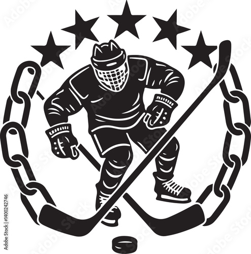 Photography American Ice Hockey Team Silhouette Emblem | Winged Sports Crest Design