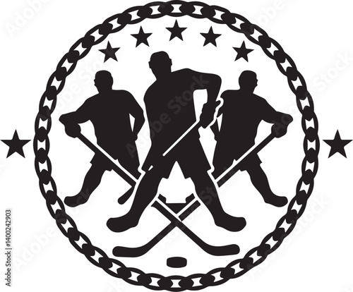 Canvas Print American Ice Hockey Team Silhouette Emblem | Winged Sports Crest Design