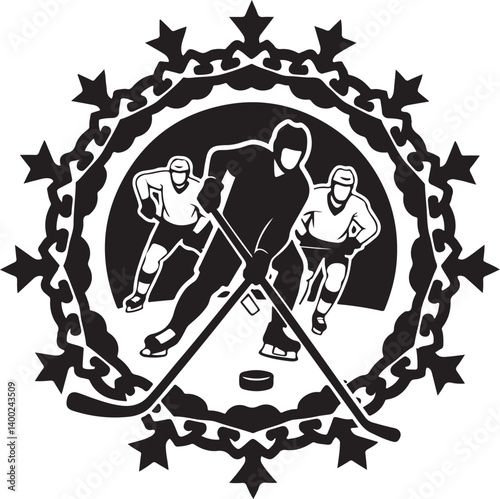 Canvas Print American Ice Hockey Team Silhouette Emblem | Winged Sports Crest Design
