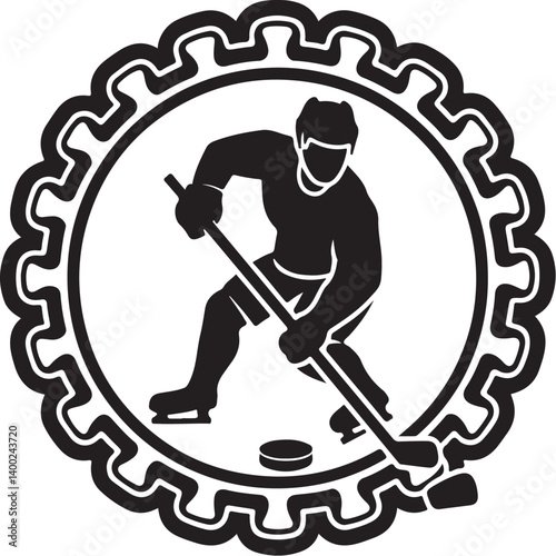 Photography American Ice Hockey Team Silhouette Emblem | Winged Sports Crest Design