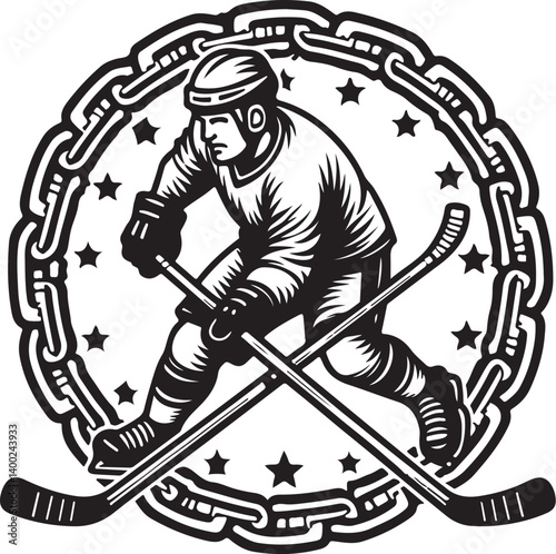 Photography American Ice Hockey Team Silhouette Emblem | Winged Sports Crest Design
