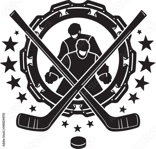 Photography American Ice Hockey Team Silhouette Emblem | Winged Sports Crest Design
