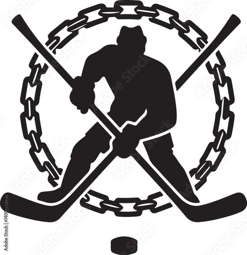 Photography American Ice Hockey Team Silhouette Emblem | Winged Sports Crest Design