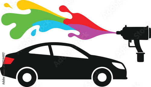 Car painting logo with spray gun