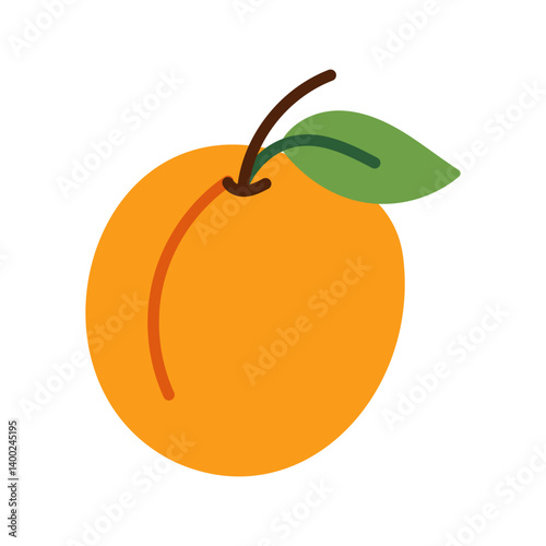 A cartoon drawing of an orange with a green leaf on top. The orange is the main focus of the image, and the leaf is a secondary element. The image has a playful and whimsical mood
