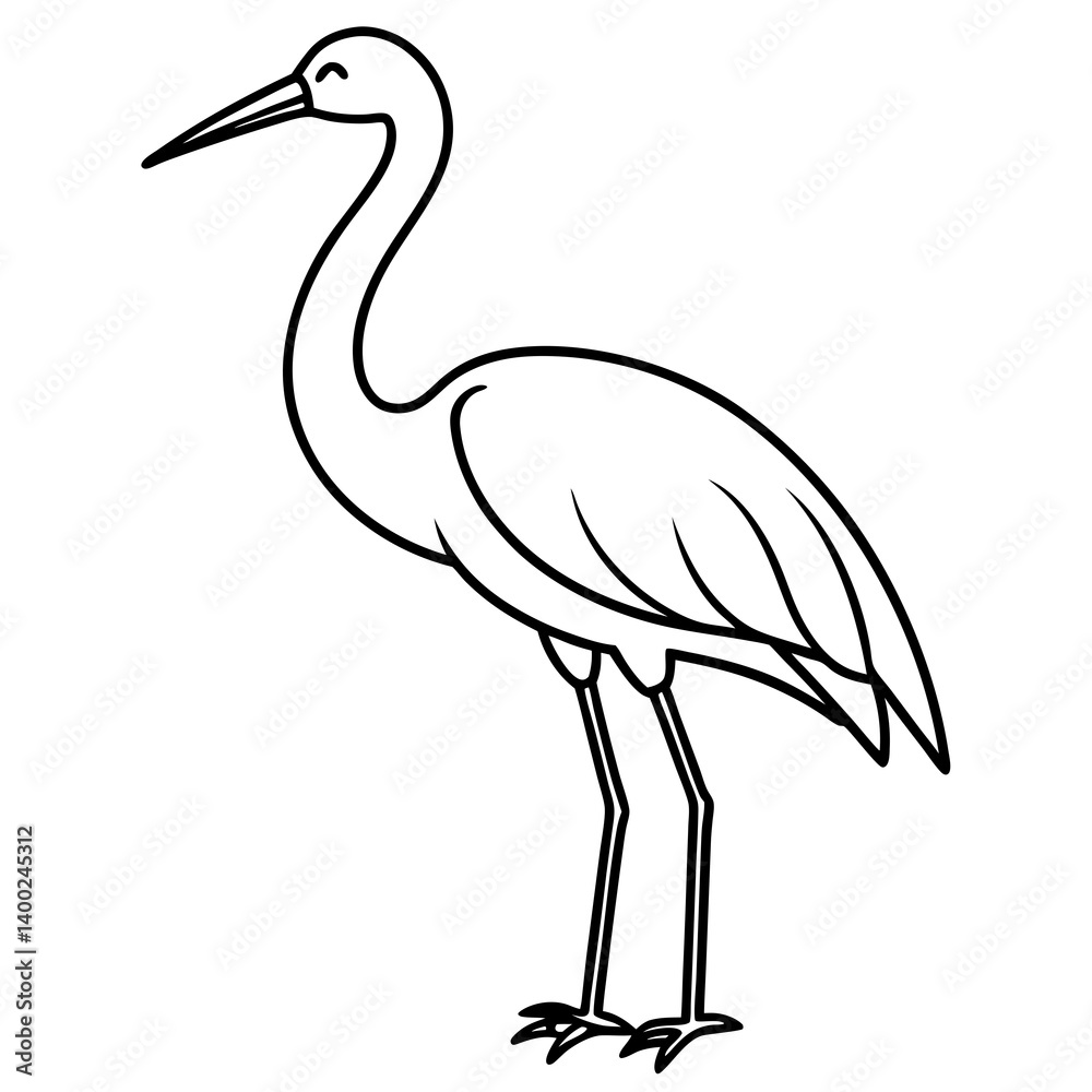 Obraz premium Clean Stork Line Drawing Vector