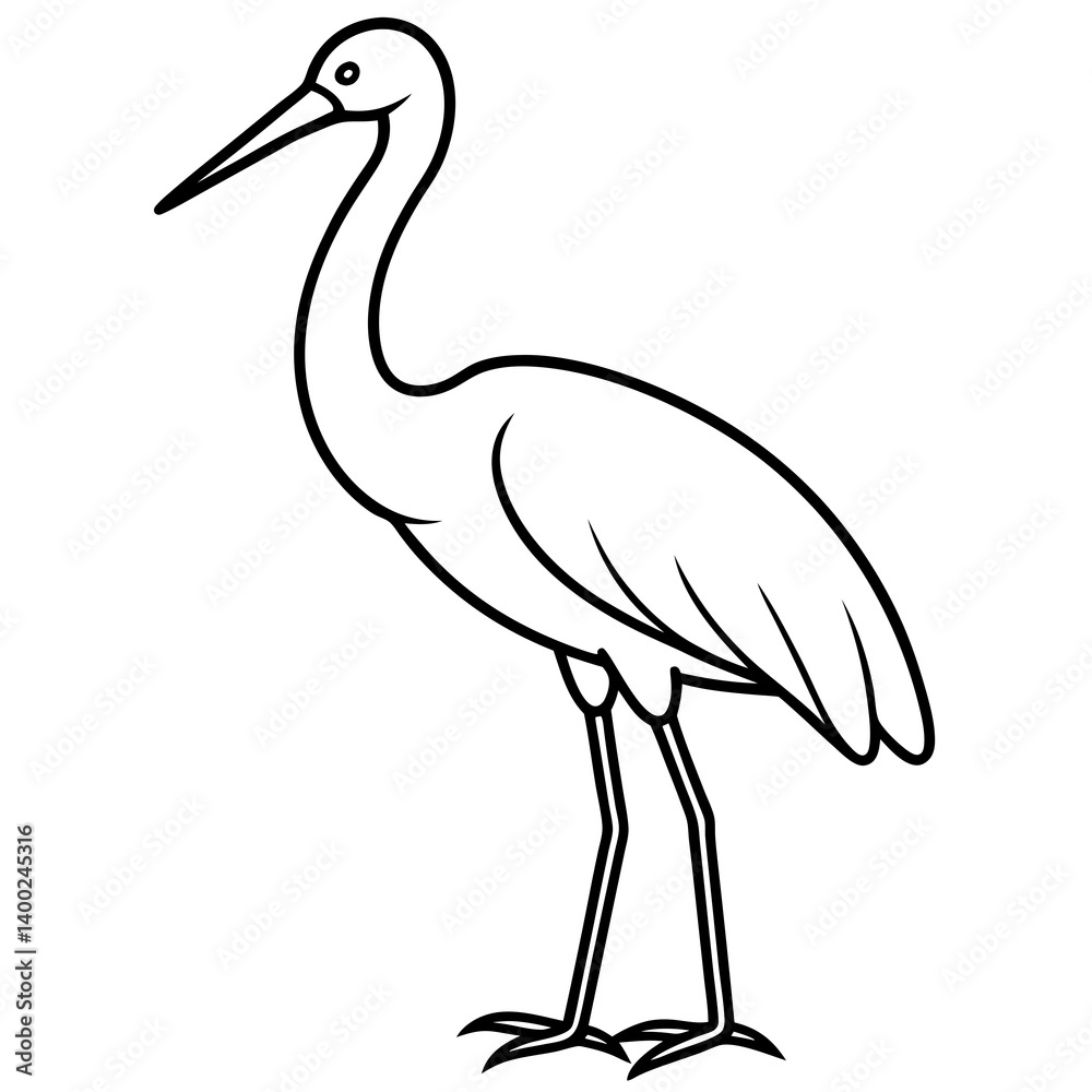 Obraz premium Clean Stork Line Drawing Vector