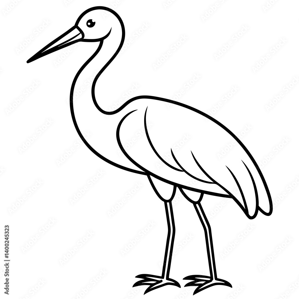 Obraz premium Clean Stork Line Drawing Vector