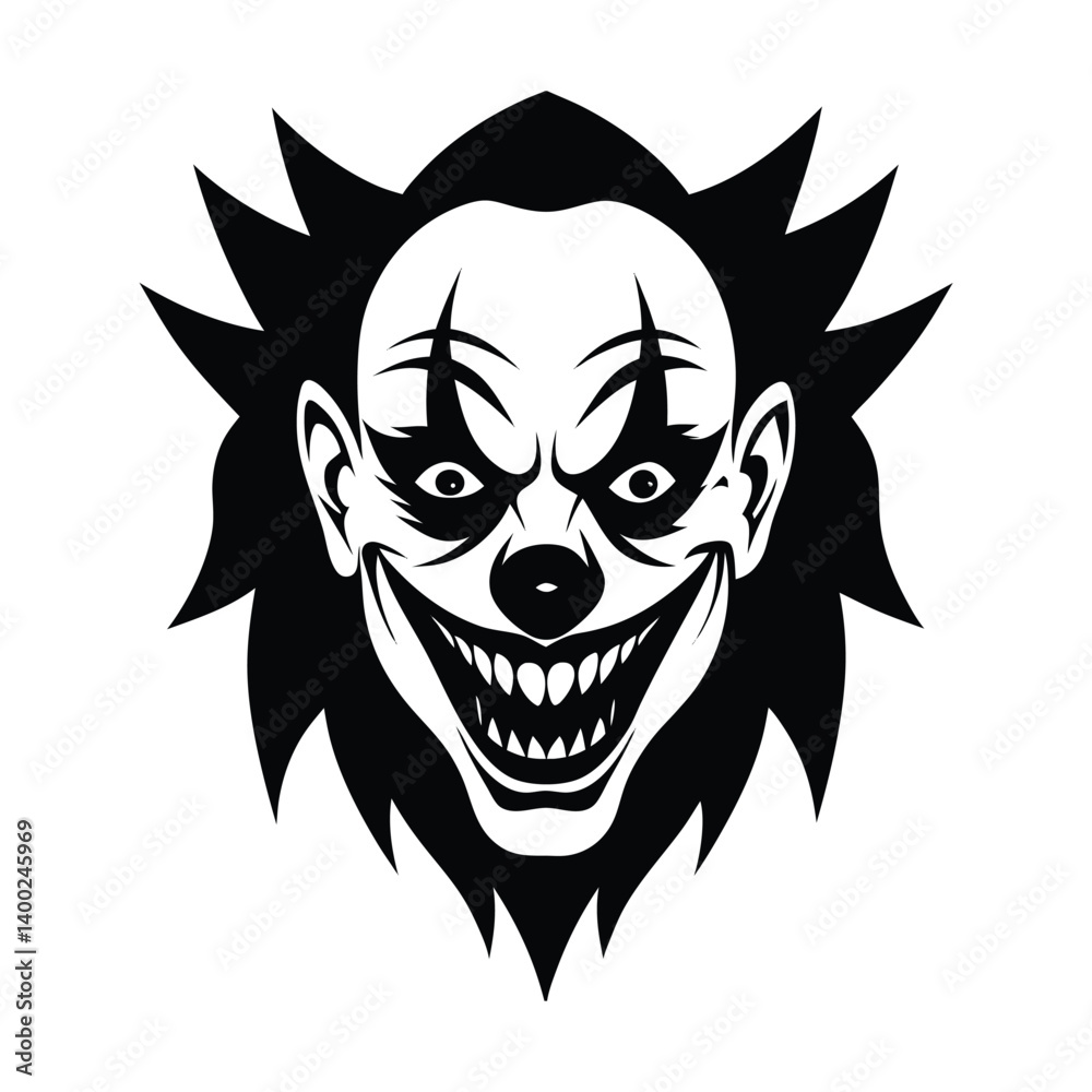 Fototapeta premium creepy clown face vector art silhouette