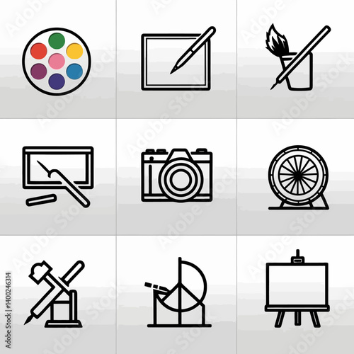 Creative Tools Icon Set for Arts, Photography, and Design