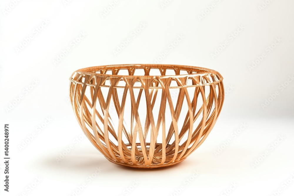 Woven Wicker Basket Container Light Brown on White Background Product Shot Woven Wicker Basket Container Light Brown on White Background Product Shot