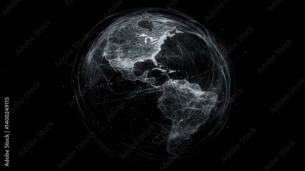 Naklejka premium Stylized globe representation with interconnected network, global connectivity