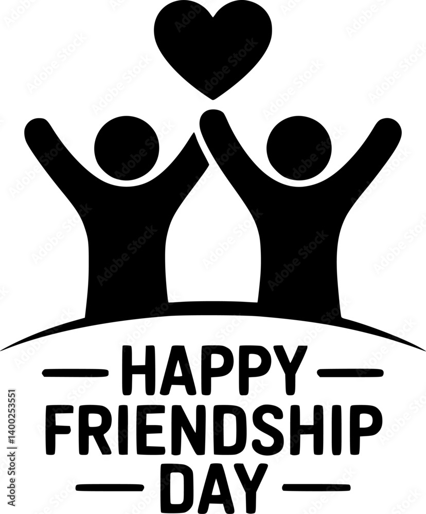 Happy Friendship Day logo design featuring two people celebrating Happy Friendship Day logo design featuring two people celebrating