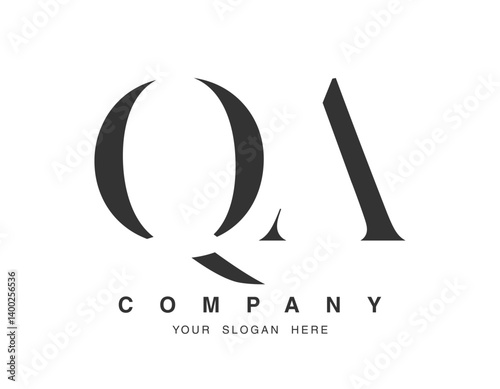 QA logo design. Initial letter q and a serif font style. Creative classic company name typography. Trendy logotype or identity.