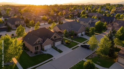 Wallpaper Mural Booming housing market with multiple homes rising above arrow graphs Torontodigital.ca
